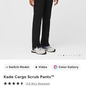 Figs Black Straight Leg Cargo Scrub Pants